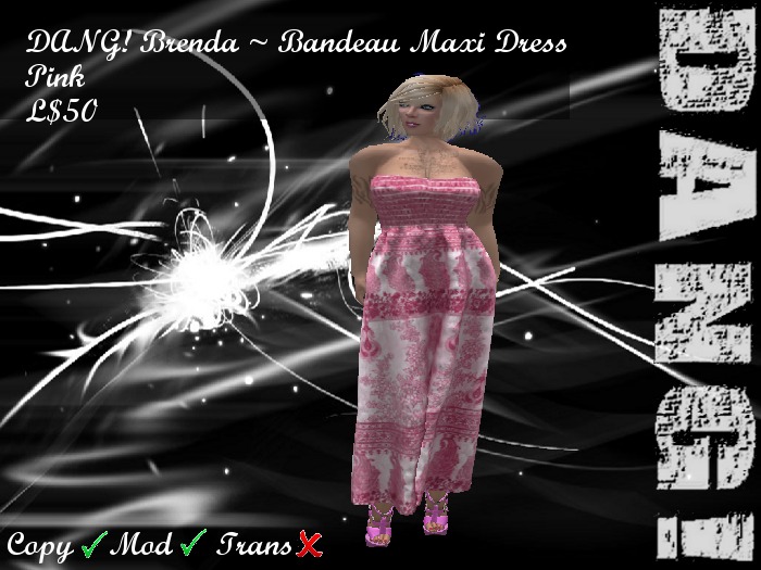 DANG! Brenda ~ Bandeau Maxi Dress ~ Pink