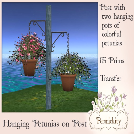Hanging Petunias on Post