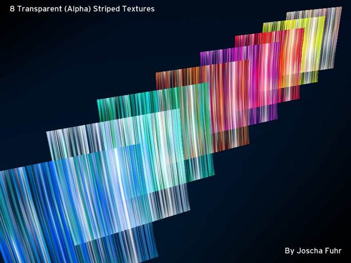 8 Colorfull striped semi transparent fabric glass textures. 