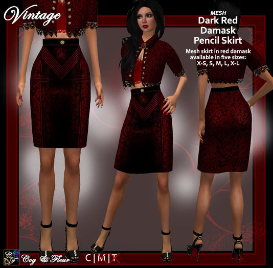 C&F Mesh Pencil Skirt Black Rose