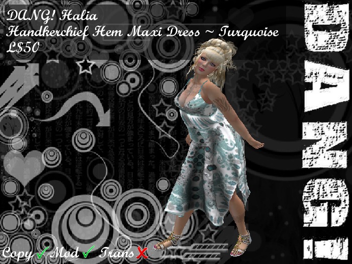 DANG! Halia ~ Handerchief Hem Maxi Dress ~ Turquoise