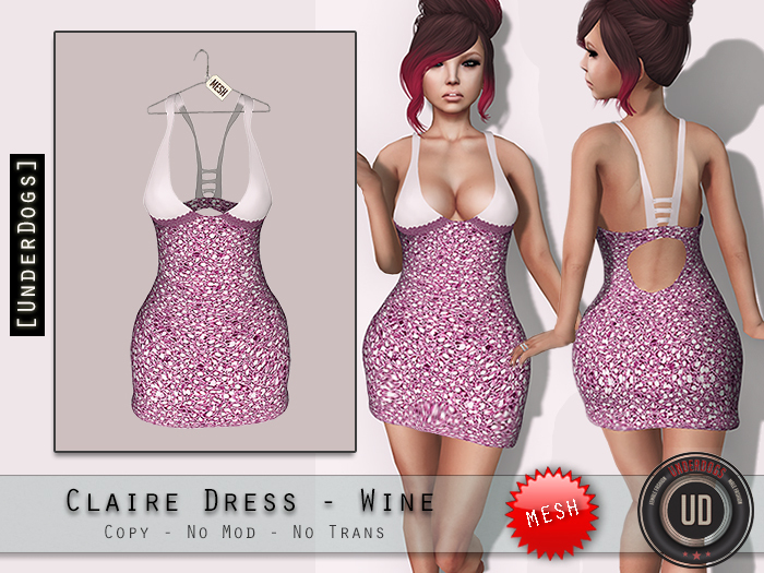 [UnderDogs] - Claire Dress - Wine - Mesh