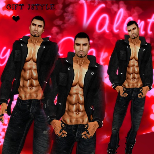 GIFT BLACK  JACKET MAN +JEANS+SKIN+SHAPE+BOOTS