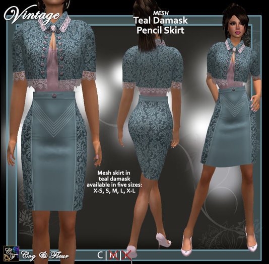 C&F Mesh Pencil Skirt Black Rose