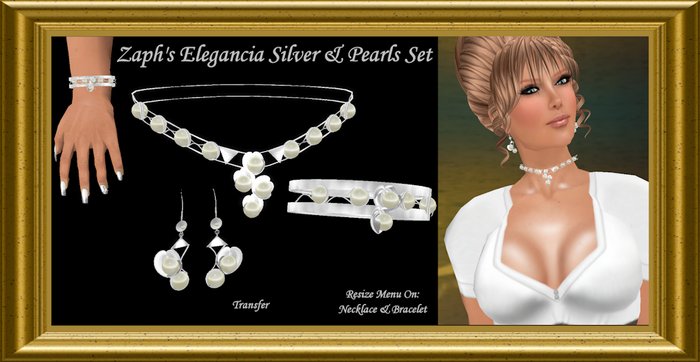 Zaph's Elegancia Silver & Pearls Set Boxed