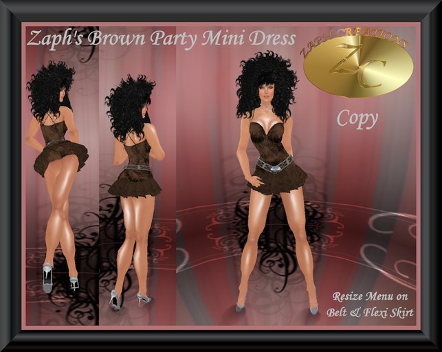 Zaph's Brown Party Mini Dress Boxed
