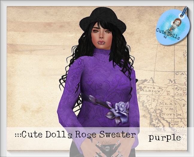 :::Cute Dolls::: Rose Sweater Purple Box 
