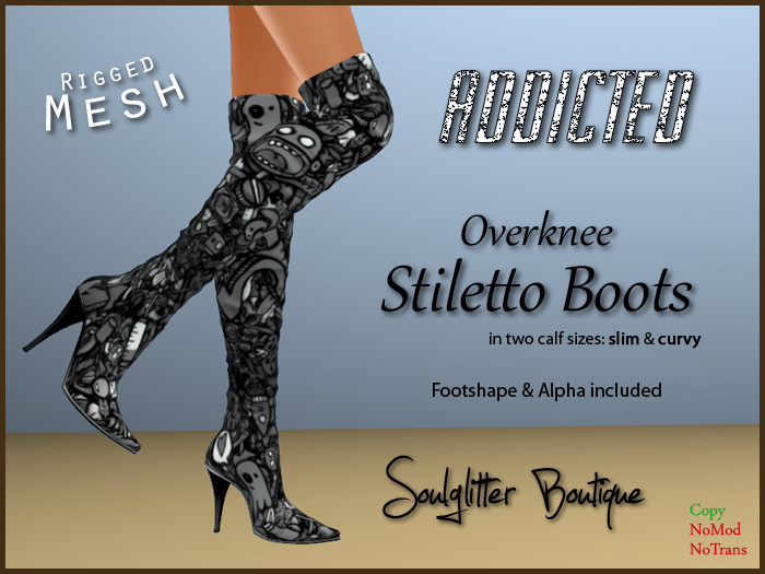 *Soulglitter* Mesh Overknee Stiletto Boots - Addicted