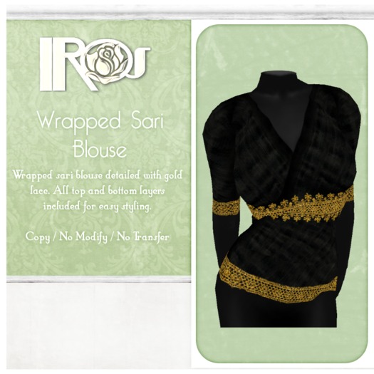 ~*IROS*~ Wrapped Sari Blouse - Black