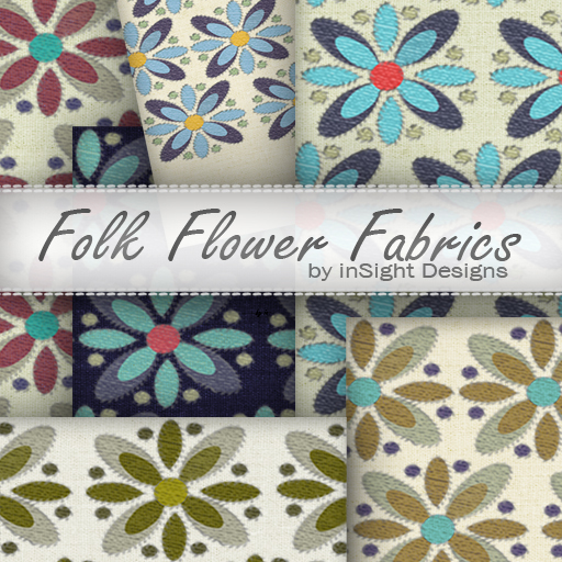 Folk art Flower Fabric Textures.  Full Permissions by inSight Designs