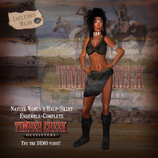 [Timber Creek] Native Women's Half-Skirt Set in Black