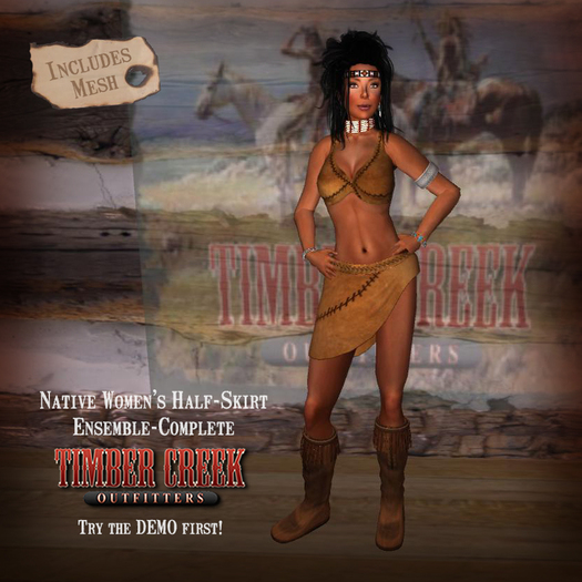 [Timber Creek] Native Women's Half-Skirt Set in Tanned Hide