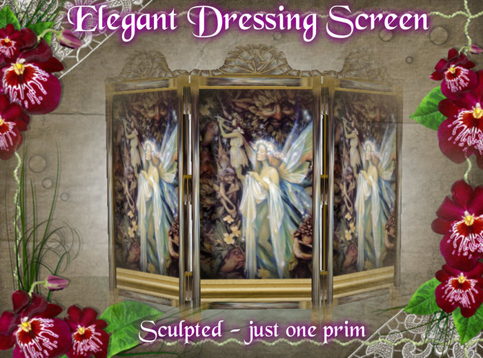 Stunning Dressing Screen Blue Fairy.. 1 prim sculpted