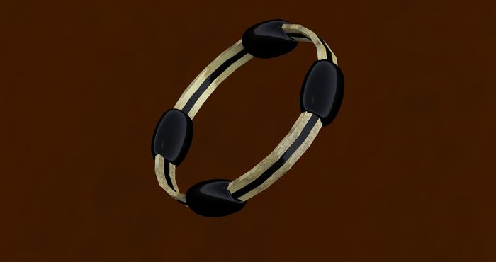 Beautiful Scripted Gold Deco Bracelets, Nine Stones