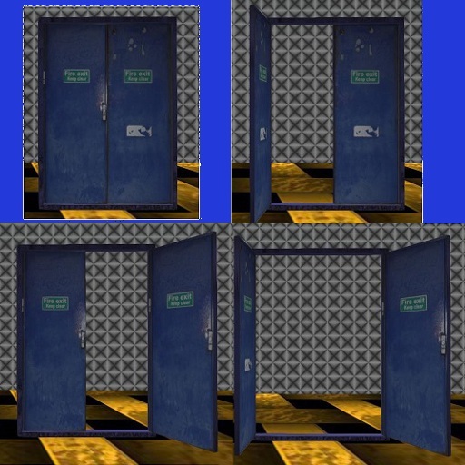 double door with door frame fire exit