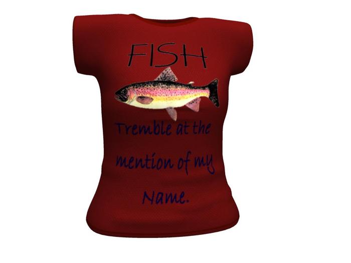 Womens Mesh Shirt RED Fish Tremble