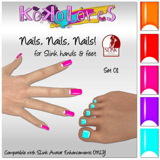 [Kokolores] Nails, Nails, Nails! Set 01 - for Slink Avatar Enhancements