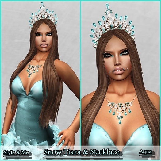 'Style & Me' Snow Tiara & Necklace Copper (Aqua)