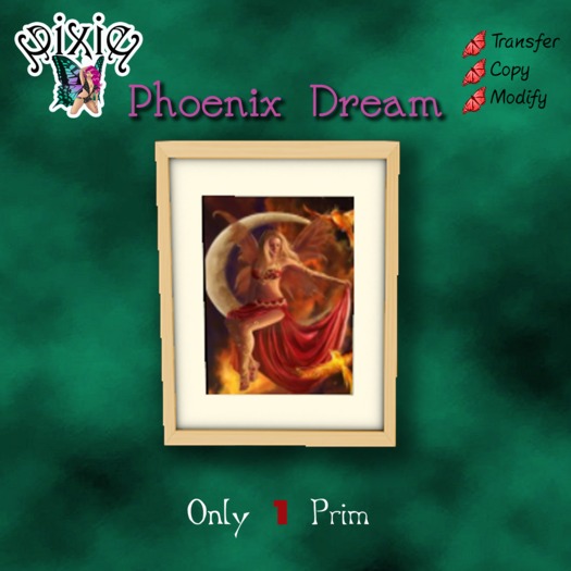 *Pixie* Phoenix Dream Wood Frame
