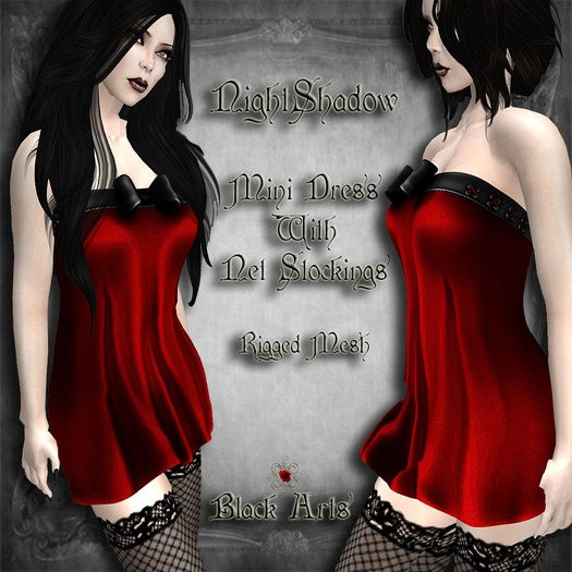 ~Black Arts~NightShadow Rigged Mesh Dress DEMOS