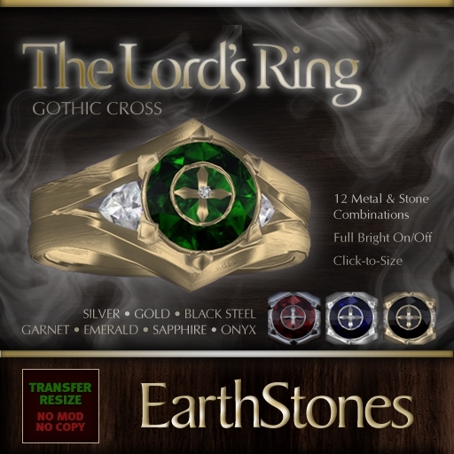 EarthStones The Lord's Ring - Gothic Cross (Ring Box)