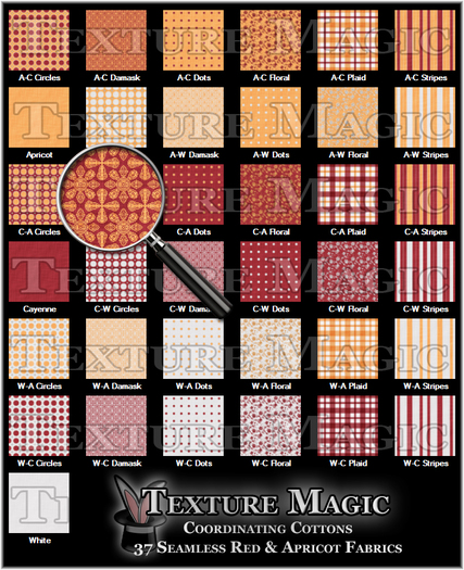 Texture Magic Coordinating Cottons - Red & Apricot