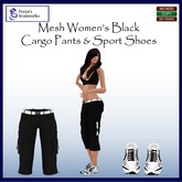 Mesh Women's Black Cargo Pants & Sport Shoes