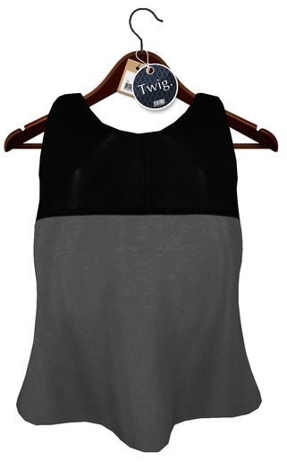 [T.] - Leather Color Block Tank - Grey