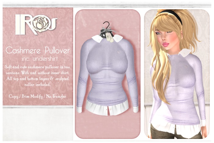 ~*IROS*~ Cashmere Pullovers w Shirt - Sky Blue