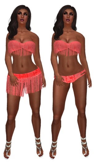JCD Fringed Red Mesh Bikini & Coverup bagged