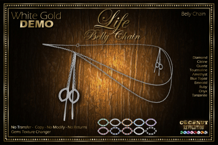 CR - Life Belly Chain - White Gold - DEMO