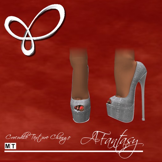 AFantasy Crocodile Texture Change Mesh Platform Heels