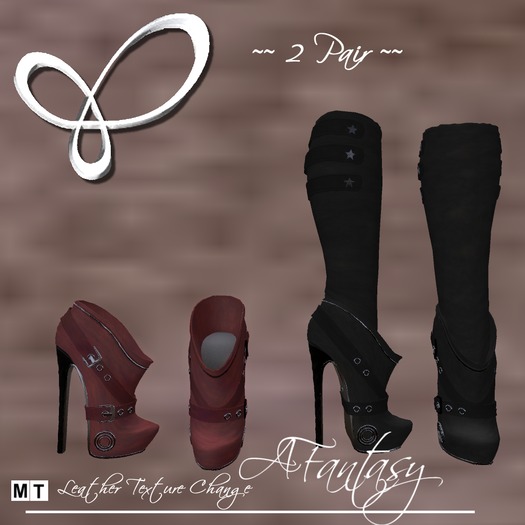 AFantasy Leather Texture Change Tall & Short Boots Set