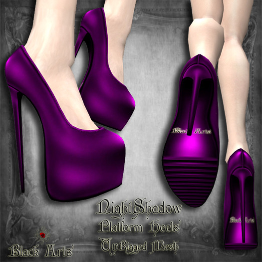 ~Black Arts~NightShadow Platform Heels Purple