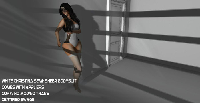 C.S White Christina Sheer  Bodysuit