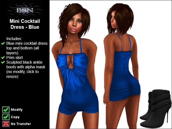 BSN Mini Cocktail Dress - Blue