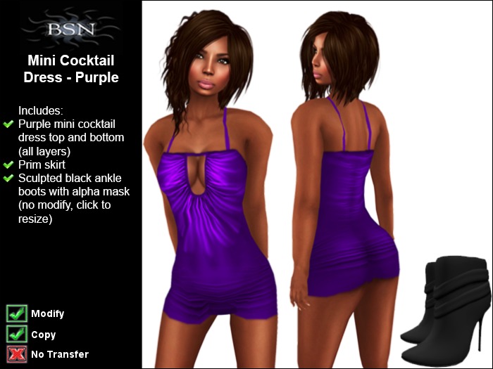 BSN Mini Cocktail Dress - Purple
