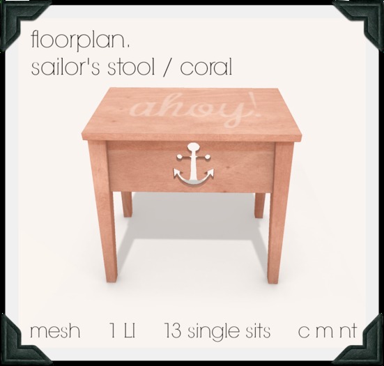 floorplan. sailor's stool / coral [ boxed ]