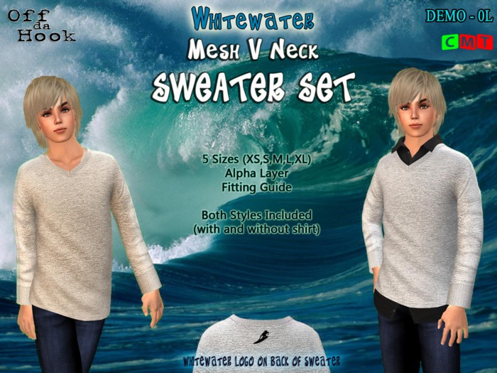 ODH Whitewater Mesh V Neck Sweater Dark Grey