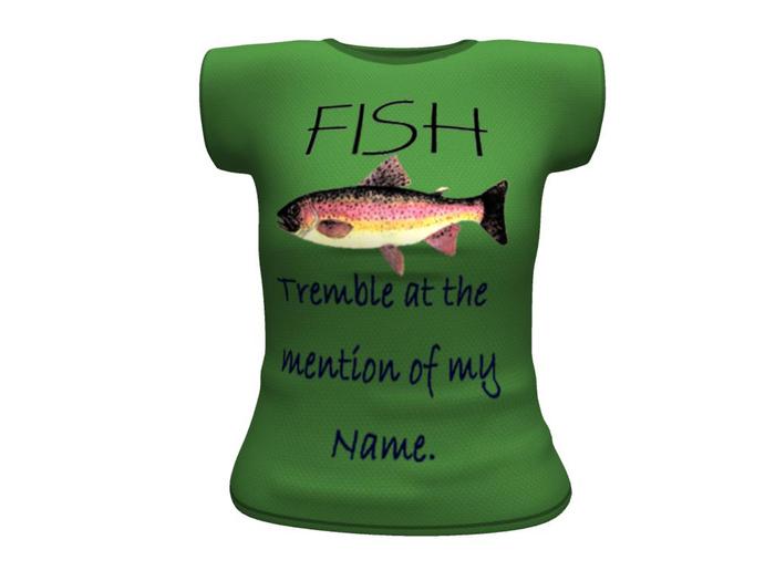 Womens Mesh Shirt GREEN Fish Tremble  DEMO