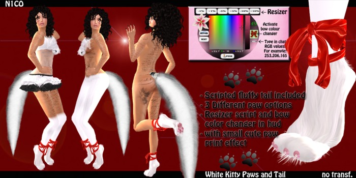N1CO White Kitty Paws + scripted Fluffy tail - Promo Price
