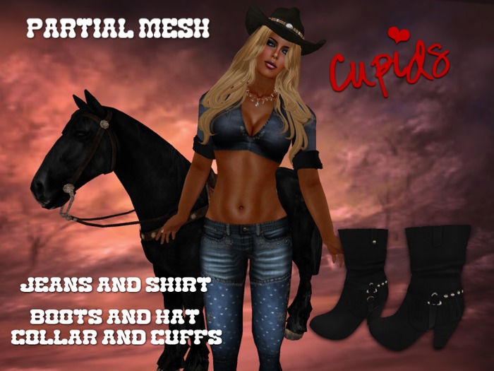 *CUPIDS* BANDITAS Blue Denim Hearts