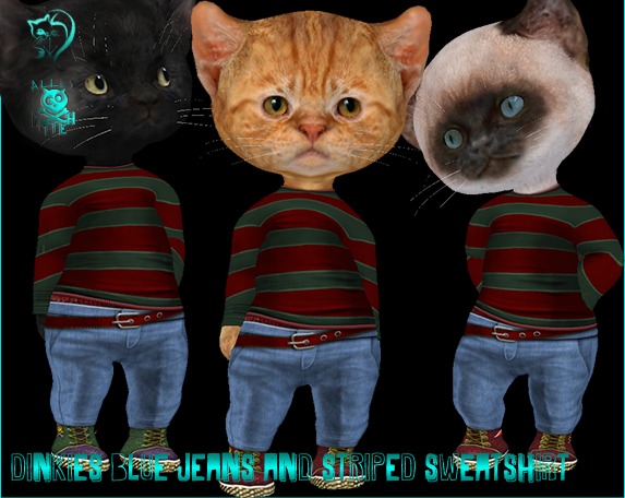 DINKIES BLUE JEANS AND STRIPED SWEATSHIRT