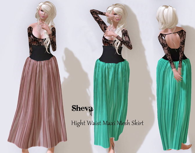***Sheva***Hight Waist Mesh Maxi Skirt Template Full Perm