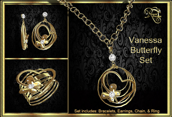 Vanessa Butterfly Set (Gold) (Boxed)