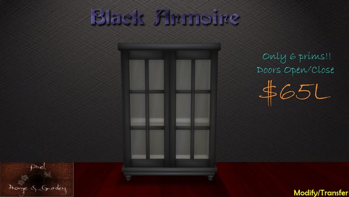 PH&G - Black Wooden Armoire (Boxed)