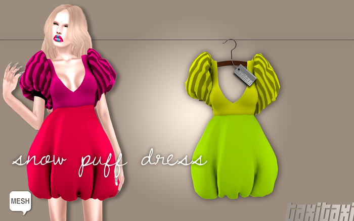 [TAXI TAXI] SNOW PUFF DRESS LIME - MESH