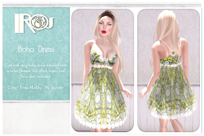 ~*IROS*~ Floral Boho Flexi Dress - Blue