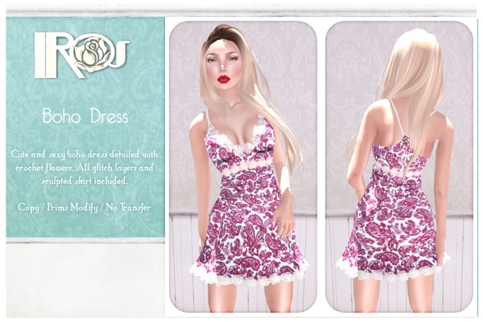 ~*IROS*~ Floral Boho Flexi Dress - Blue