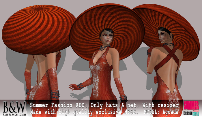 B&W - Summer Fashion Hat - RED - MESH